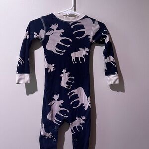 Lazy One infant’s Navy Moose Print One-Piece Pajamas